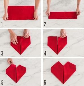 como hacer un corazon con servilletas de papel