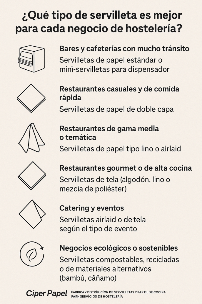 tipos de servilletas para hosteleria